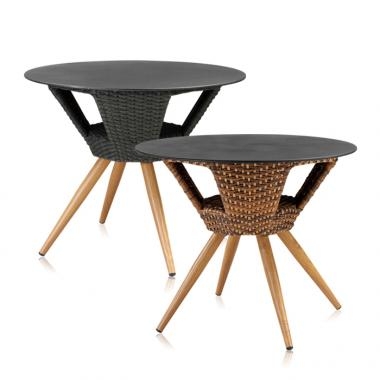 HFT-4853 욜로 라탄 강화유리 원형테이블