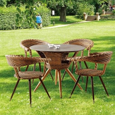 HFT-4853 욜로 라탄 강화유리 원형테이블