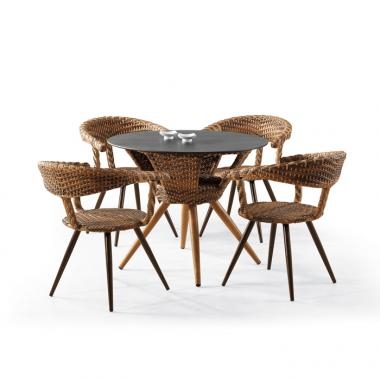 HFT-4853 욜로 라탄 강화유리 원형테이블