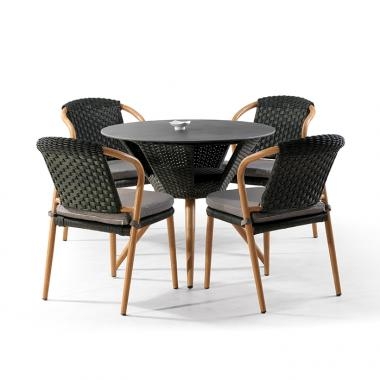 HFT-4853 욜로 라탄 강화유리 원형테이블