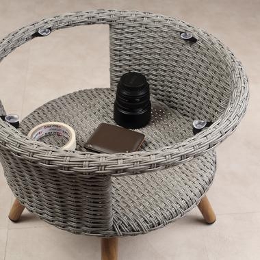 HFT-4886 스위블 라탄 강화유리 원형테이블