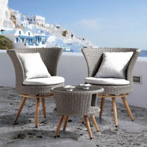 HFT-4886 스위블 라탄 강화유리 원형테이블