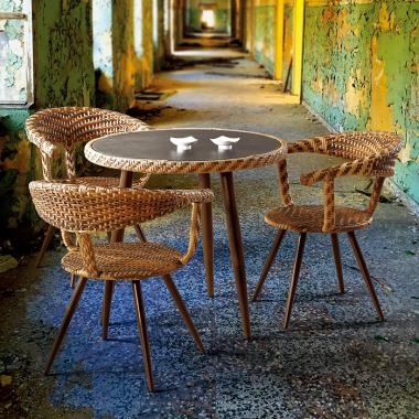 HFT-4831 아람 라탄 강화유리 원형테이블