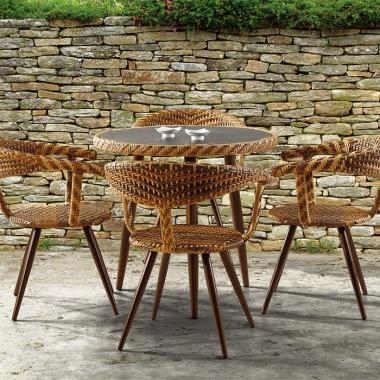 HFT-4831 아람 라탄 강화유리 원형테이블