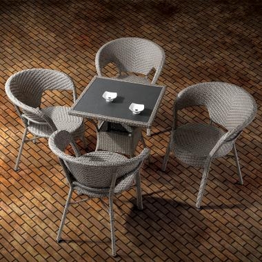 HFT-4664 셀레나 라탄 강화유리 사각테이블