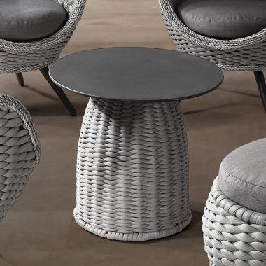 HFT-4881 머쉬볼 라탄 강화유리 원형테이블