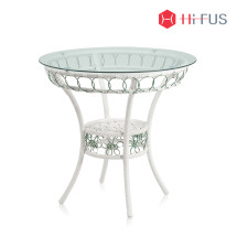 HFT-5732 라쿤 화이트 라탄 원형테이블