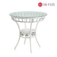 HFT-5732 라쿤 화이트 라탄 원형테이블