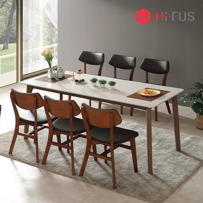 그라스 세라믹 원목식탁 (마블화이트, 7R)