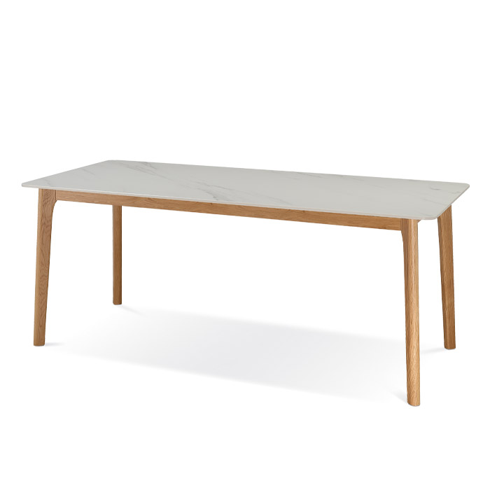 그라스 세라믹 원목식탁 (마블화이트, 7R)