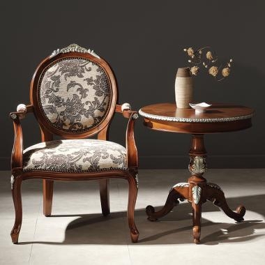 HFT-7785S 다니엘  마호가니 원형 테이블 (실버)