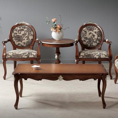 HFT-7782 줄리엣 마호가니 커피 테이블 (실버)