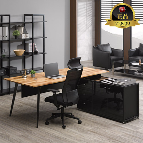 HD-936  원목 중역용책상(가림판포함/고무나무집성목)