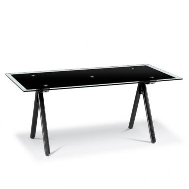 블랙 유리 회의용탁자 (사각, 블랙)