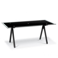 블랙 유리 회의용탁자 (사각, 블랙)