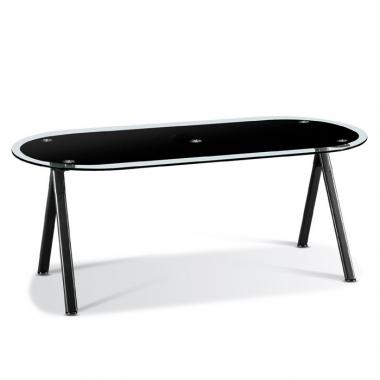 GST-601 블랙 유리 회의용탁자 (타원, 블랙)
