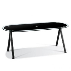 GST-601 블랙 유리 회의용탁자 (타원, 블랙)