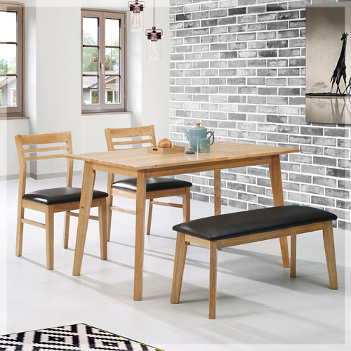 637-2 카토 원목 4인 벤치 식탁 세트