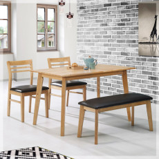 637-2 카토 원목 4인 벤치 식탁 세트