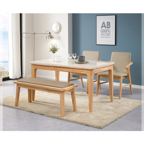 613-1 프리마 대리석 4인 벤치 식탁 세트