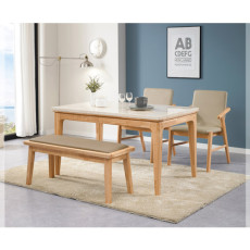 613-1 프리마 대리석 4인 벤치 식탁 세트