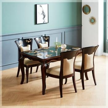 570-1 하노버 4인/6인 식탁 세트(블랙)