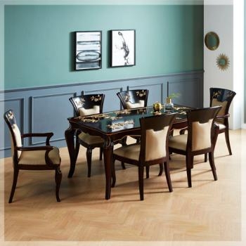 570-1 하노버 4인/6인 식탁 세트(블랙)