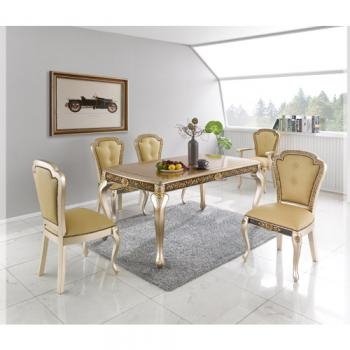568-1 루이스 4인/6인 식탁 세트(골드샴페인)