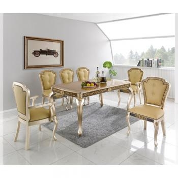 568-1 루이스 4인/6인 식탁 세트(골드샴페인)