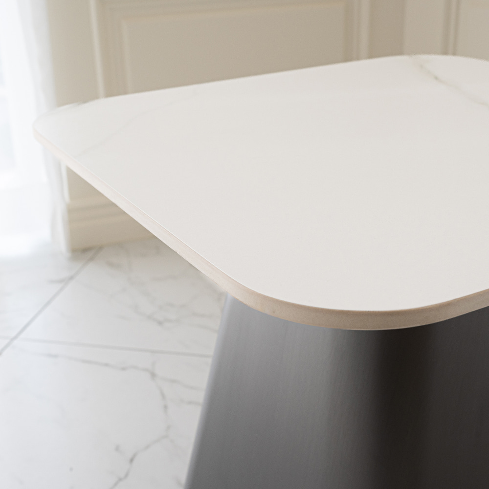 클리프 사이드 테이블. Cliff side table (화이트세라믹 / 헤어라인  밤색)