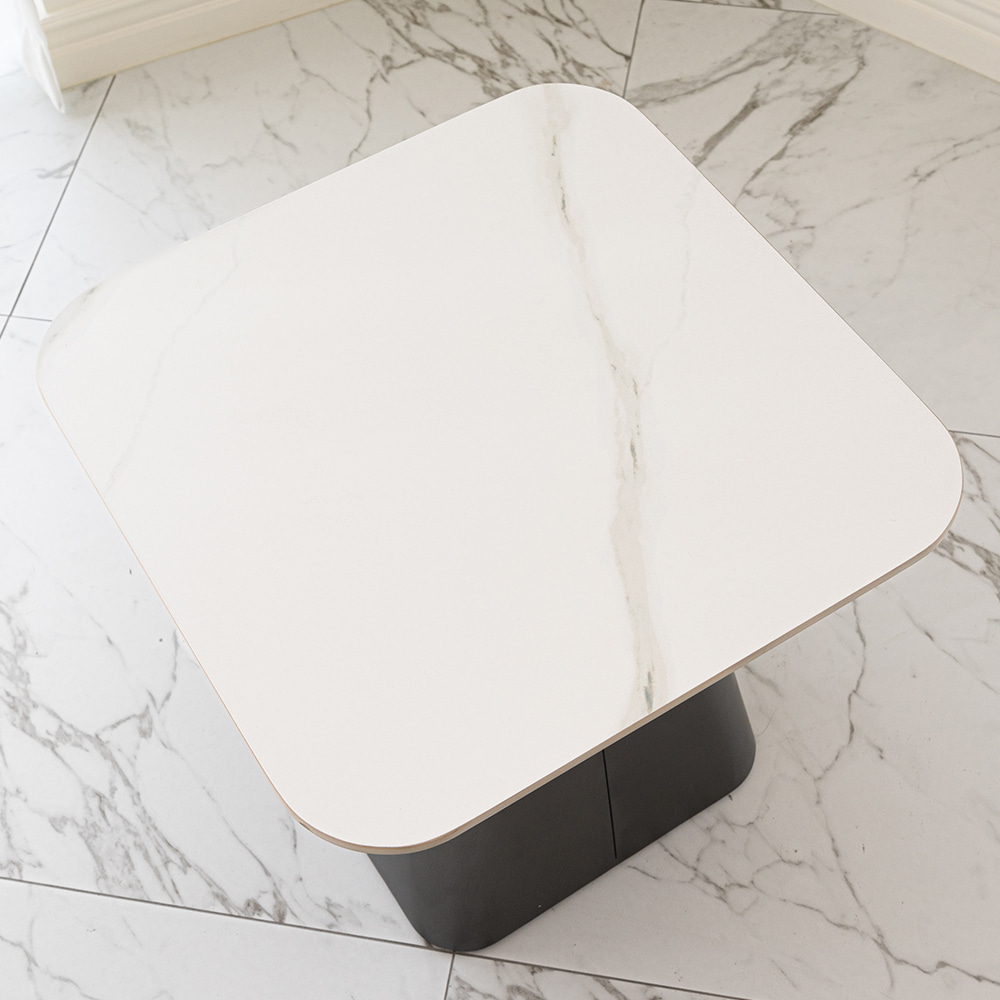 클리프 사이드 테이블. Cliff side table (화이트세라믹 / 헤어라인  밤색)