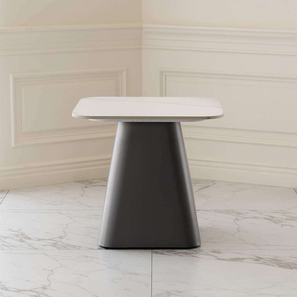 클리프 사이드 테이블. Cliff side table (화이트세라믹 / 헤어라인  밤색)