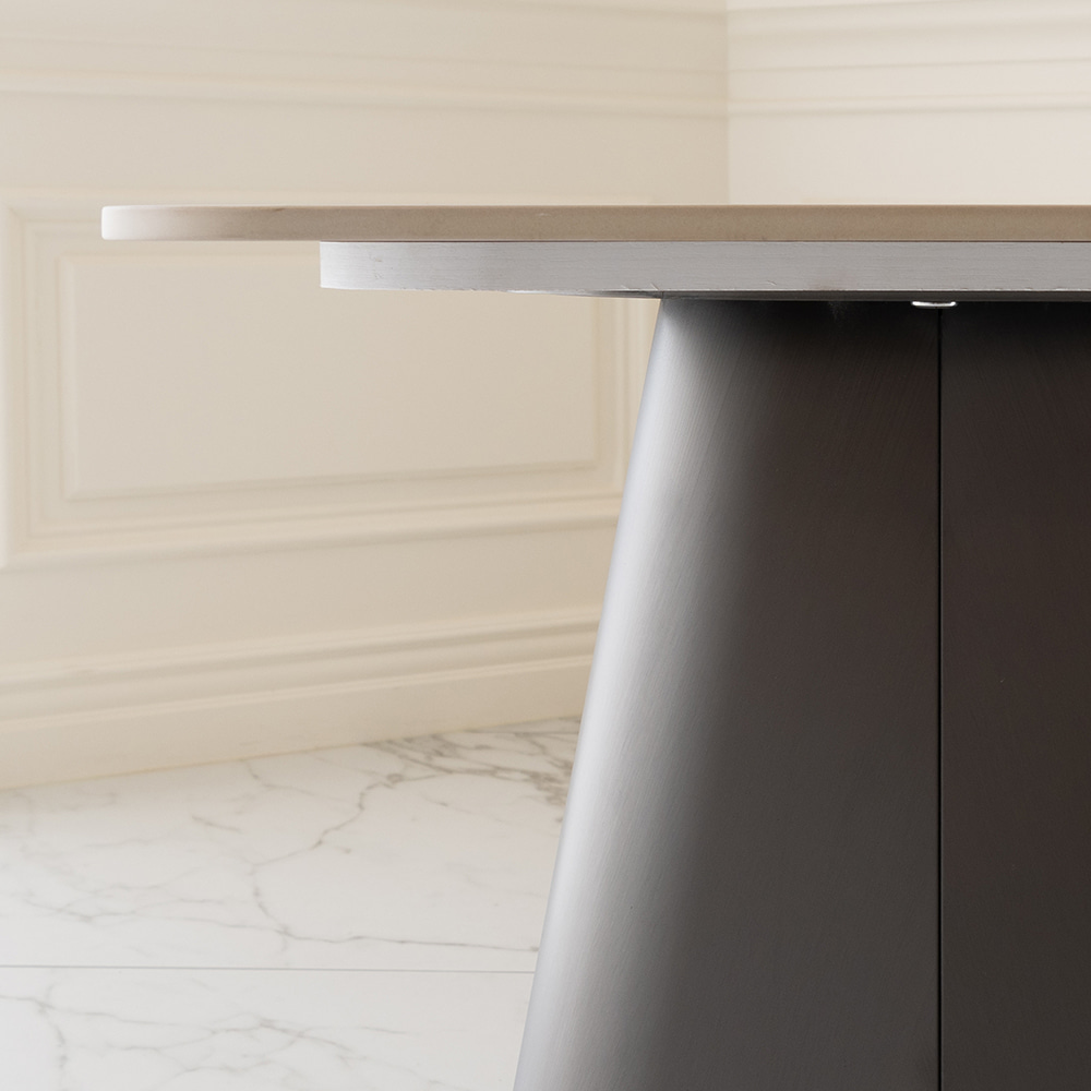 클리프 사이드 테이블. Cliff side table (화이트세라믹 / 헤어라인  밤색)