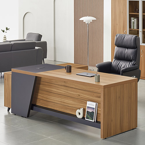 BT-2000 모나코 로즈오크 사이드형 중역용책상 (다이얼키)