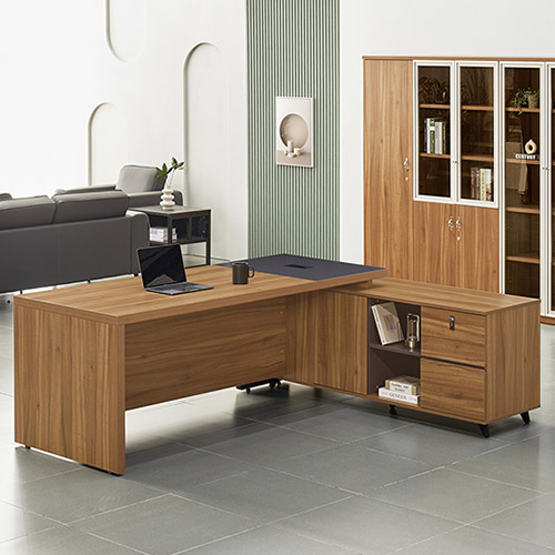 BT-2000 모나코 로즈오크 사이드형 중역용책상 (다이얼키)