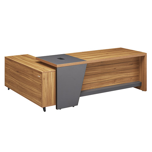 BT-2000 모나코 로즈오크 사이드형 중역용책상 (다이얼키)