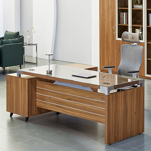 NTOS-1800TL/R 토스카 로즈오크 사이드형 중역용책상 (투명유리포함)