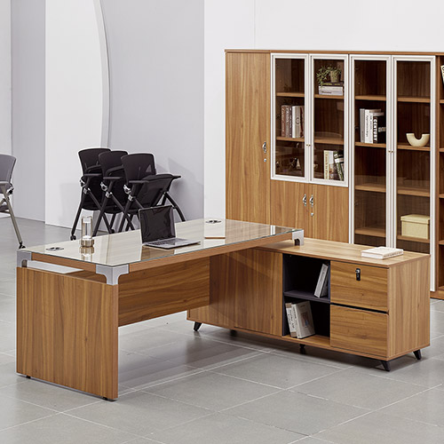 NTOS-1800TL/R 토스카 로즈오크 사이드형 중역용책상 (투명유리포함)