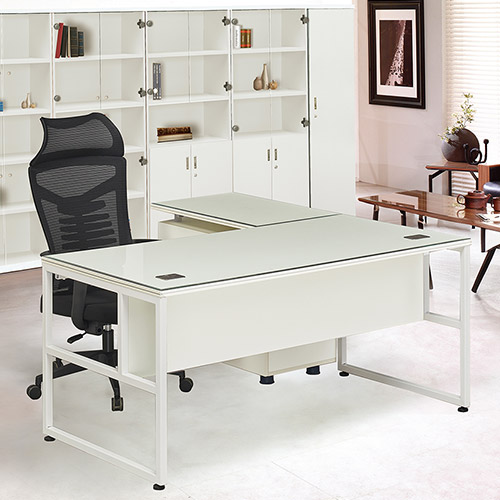 테라 아이보리 팀장용책상 (투명유리/가림판포함)