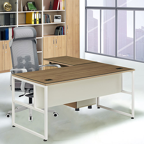 테라 라이트월넛 팀장용책상 (투명유리/가림판포함)