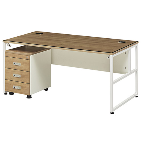 테라 라이트월넛 팀장용책상 (투명유리/가림판포함)