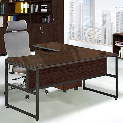 테라 월넛 팀장용책상 (갈색유리/가림판포함)