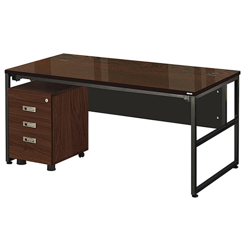 테라 월넛 팀장용책상 (갈색유리/가림판포함)