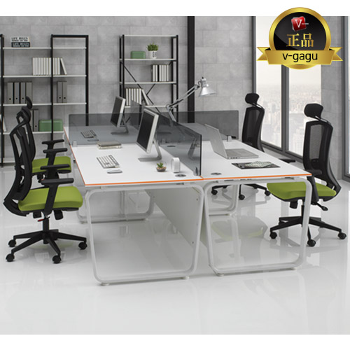 플렉스 사무용책상 (유로파S~B타입 트라페조이드 프레임/가림판포함)