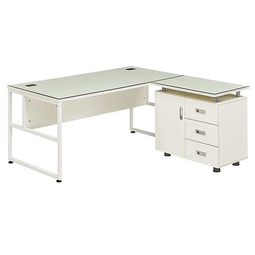 테라 아이보리 팀장용책상 (투명유리/가림판포함)