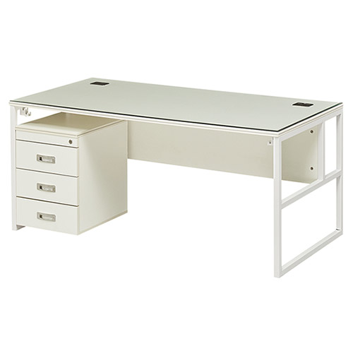 테라 아이보리 팀장용책상 (투명유리/가림판포함)