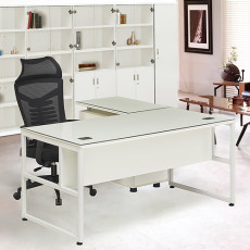 테라 아이보리 팀장용책상 (투명유리/가림판포함)