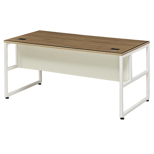 테라 라이트월넛 팀장용책상 (투명유리/가림판포함)