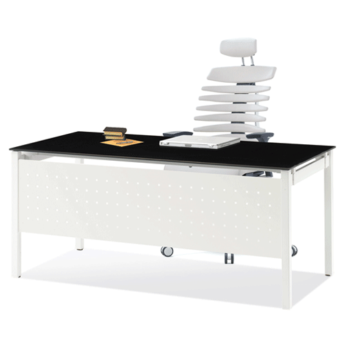 모노그램 강화유리책상(타공가림판)