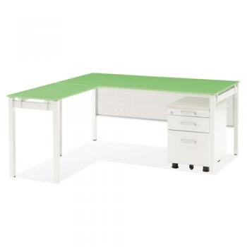 모노그램 강화유리책상(타공가림판)